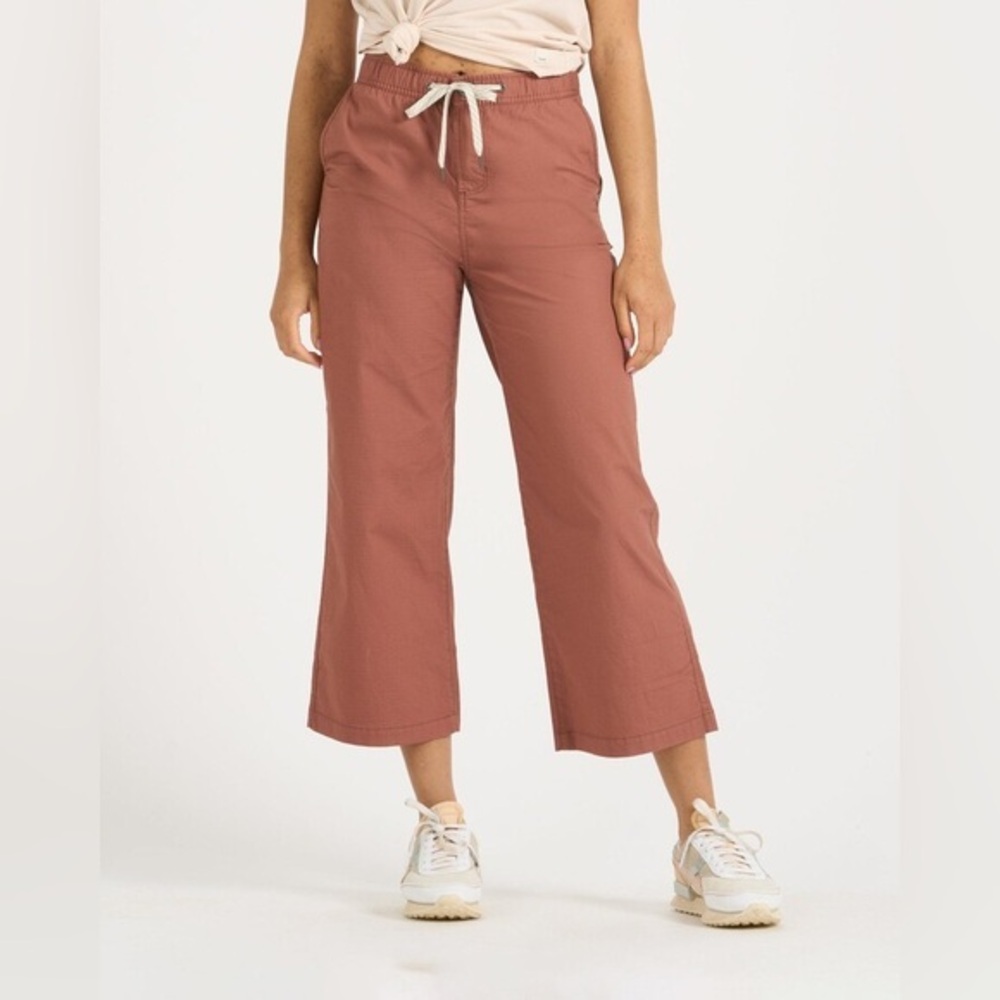 VUORI Womens Ripstop Wideleg Copper Color Organic Cotton Cropped Size Large
